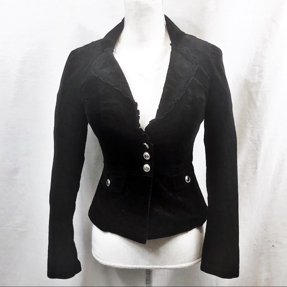 Sz 00 WHBM Black Velvet Blazer